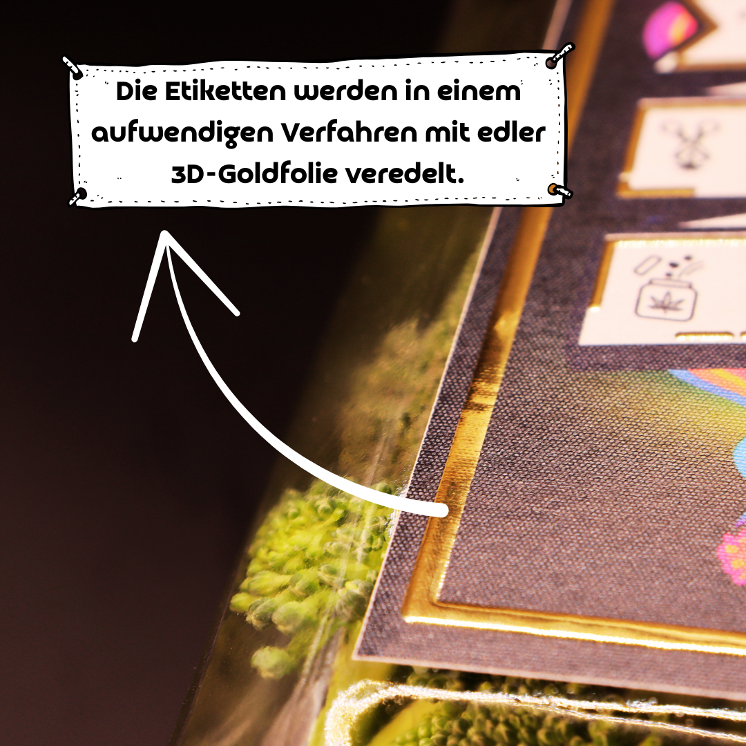 Premium-Aufbewahrungsglas mit edler 3D-Goldfolie "Purple Smoke"