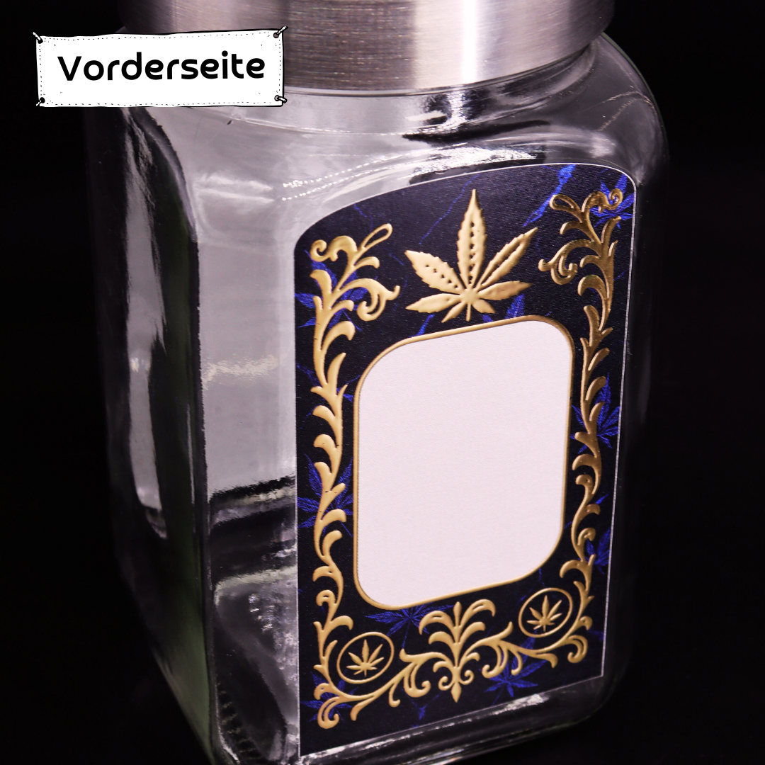 Premium-Aufbewahrungsglas mit edler 3D-Goldfolie "Blue Marmor"
