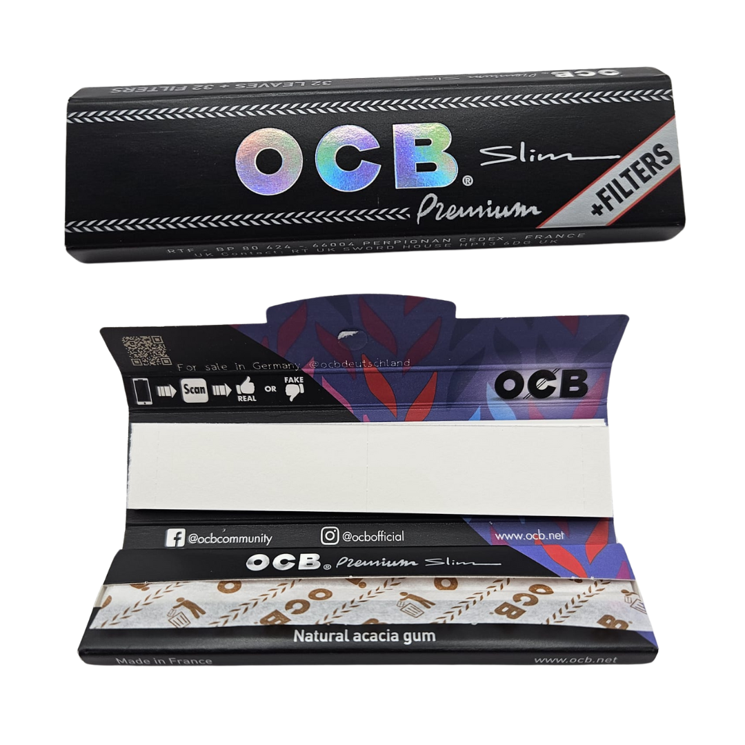 OCB Schwarz Premium Slim + Filter Tips – Display mit 32 Packungen