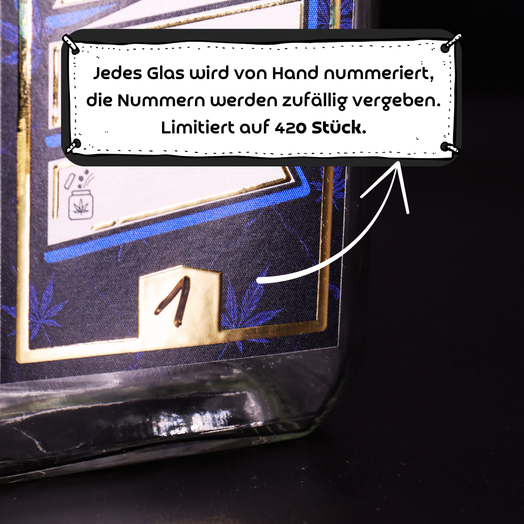 Premium-Aufbewahrungsglas mit edler 3D-Goldfolie "Blue Marmor"