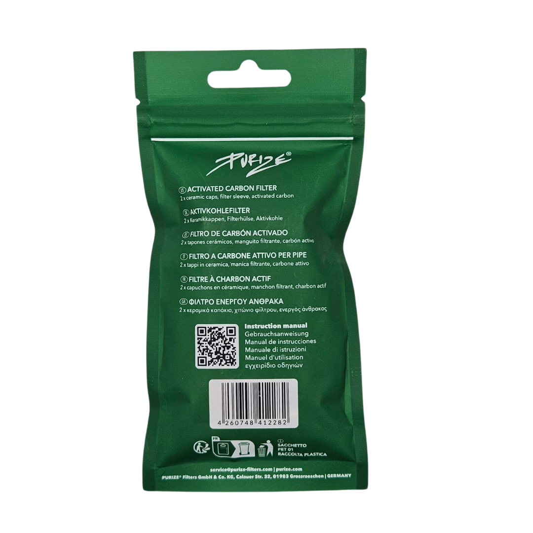 PURIZE® Green, XTRA Slim, Activated Carbon Filters – 50 Pack