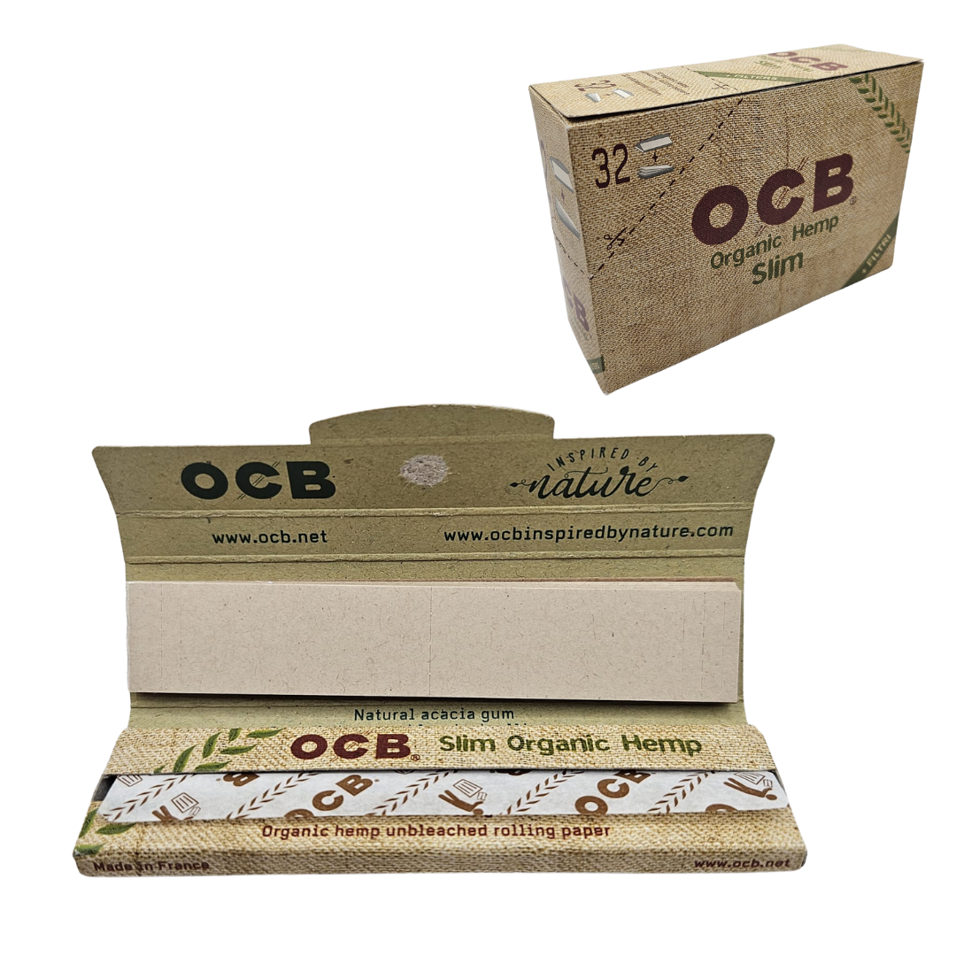 OCB KS Organic Hemp Slim + Tips – Display mit 32 Packungen