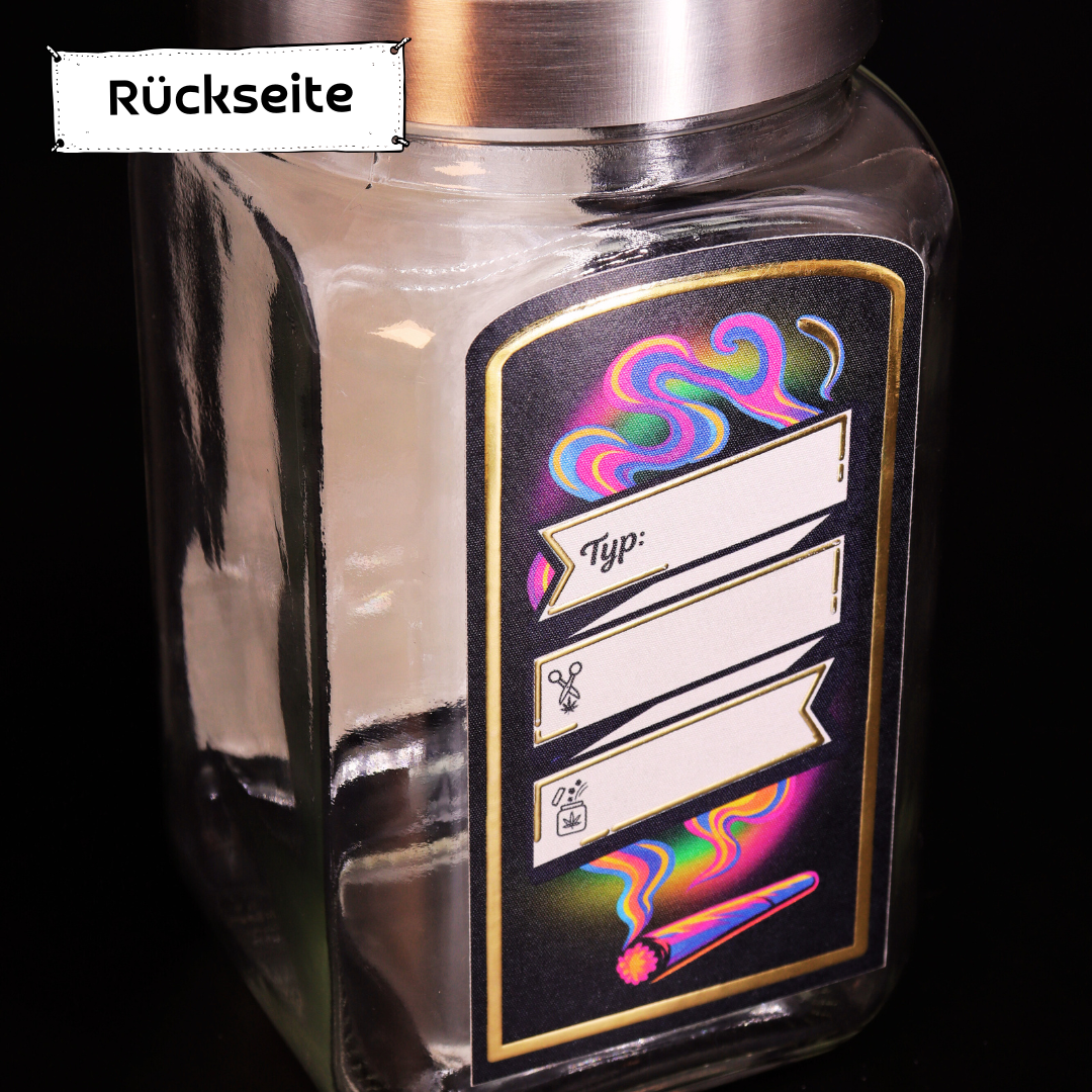 Premium-Aufbewahrungsglas mit edler 3D-Goldfolie "Purple Smoke"
