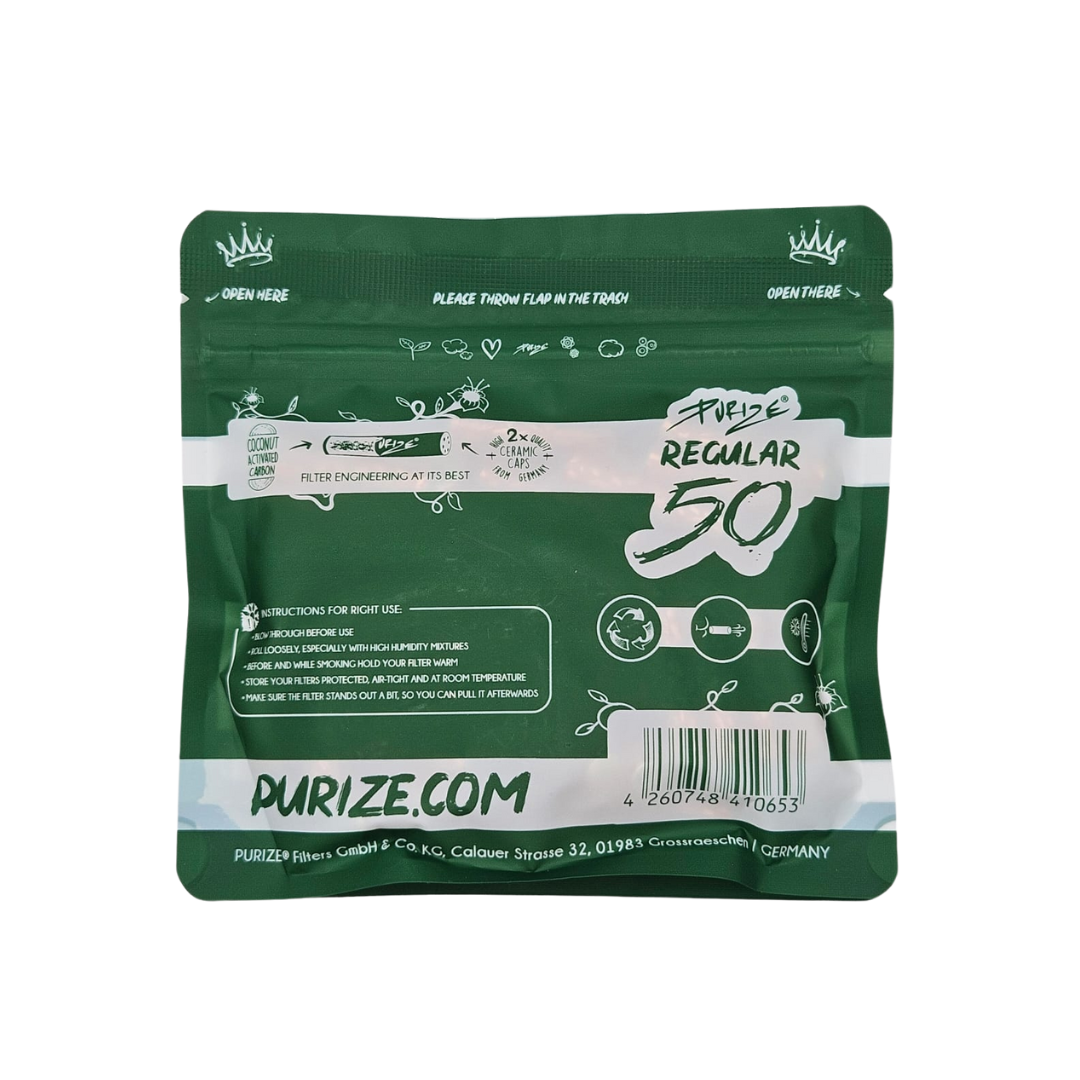 PURIZE® Spy Regular Size 9 mm Aktivkohlefilter – 50er Pack