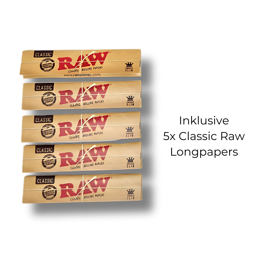 Holz-Stash-Box für Raucherbedarf mit integriertem Zubehör