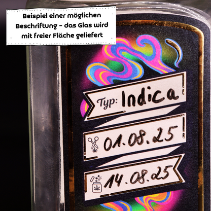 Premium-Aufbewahrungsglas mit edler 3D-Goldfolie "Purple Smoke"