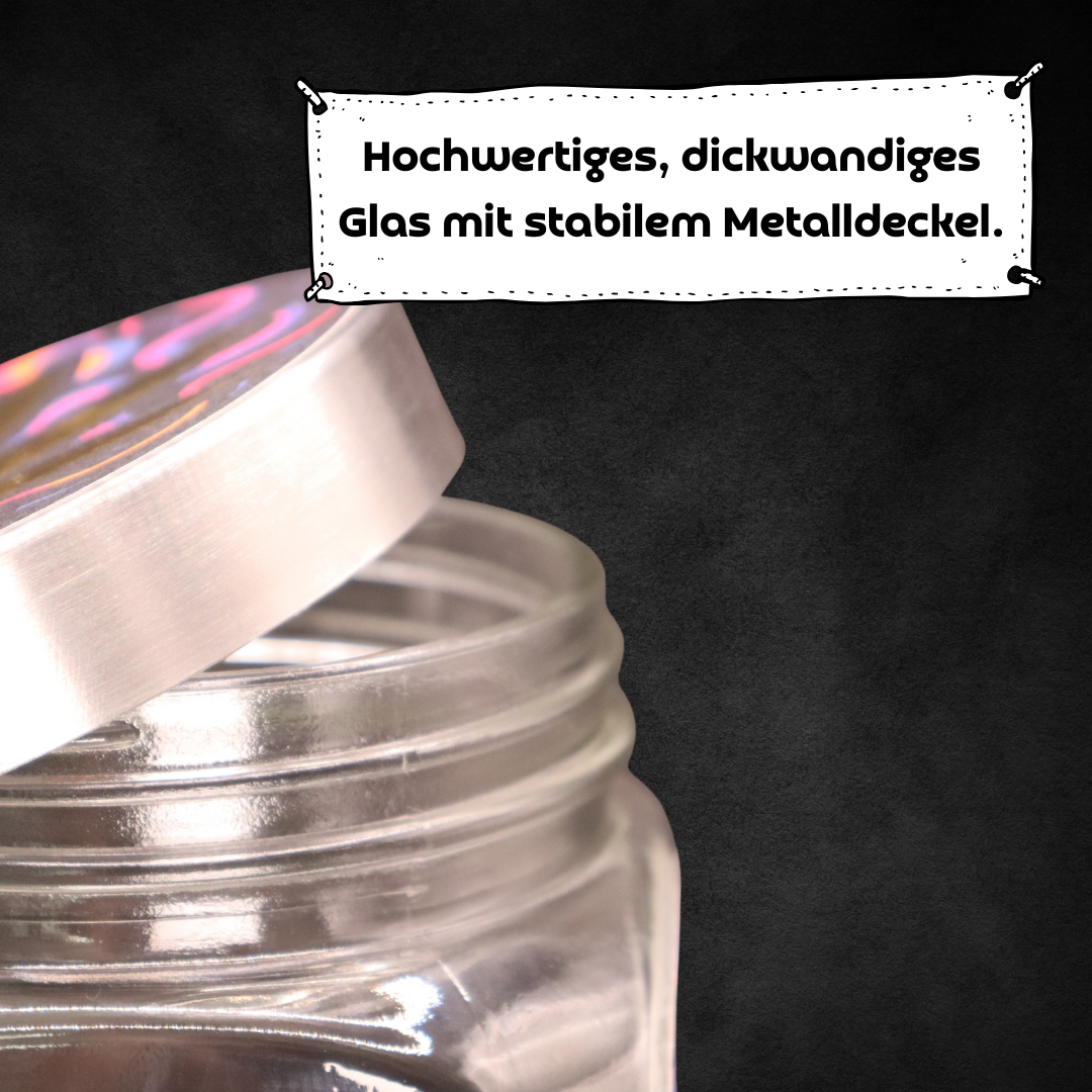 Premium-Aufbewahrungsglas mit edler 3D-Goldfolie "Purple Smoke"