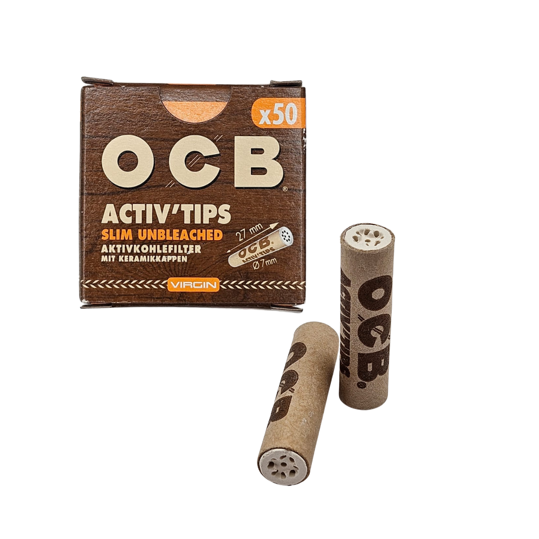 OCB Activ Slim Virgin Aktivkohlefilter 7 mm – 50er Packung
