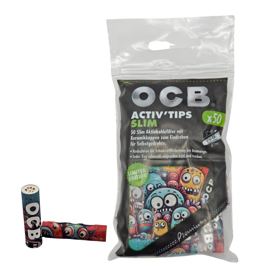 OCB "Limited Edition" Activ Tips Slim Aktivkohlefilter – 50 Stück