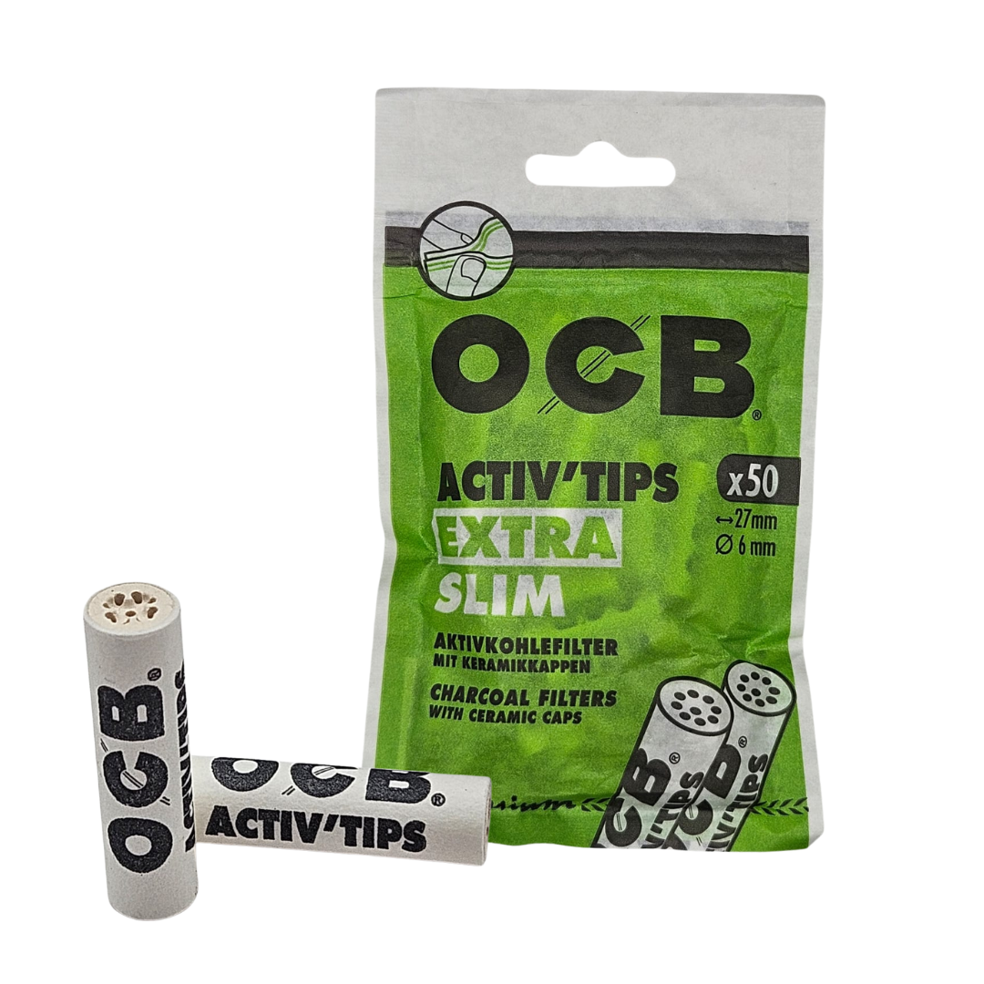 OCB Activ'Tips Extra Slim Aktivkohlefilter 6 mm – 50 Stück