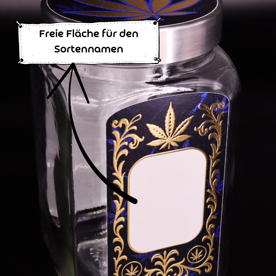Premium-Aufbewahrungsglas mit edler 3D-Goldfolie "Blue Marmor"