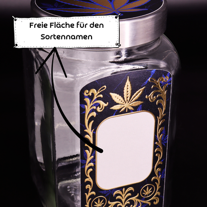 Premium-Aufbewahrungsglas mit edler 3D-Goldfolie "Blue Marmor"