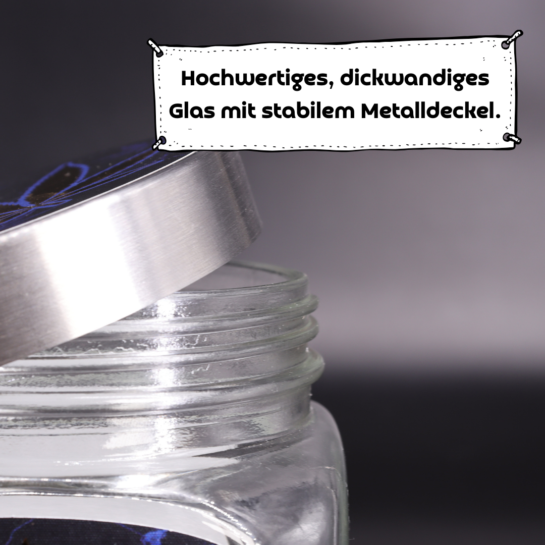 Premium-Aufbewahrungsglas mit edler 3D-Goldfolie "Blue Marmor"