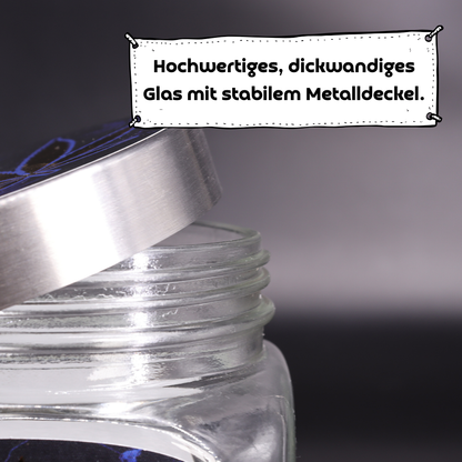Premium-Aufbewahrungsglas mit edler 3D-Goldfolie "Blue Marmor"