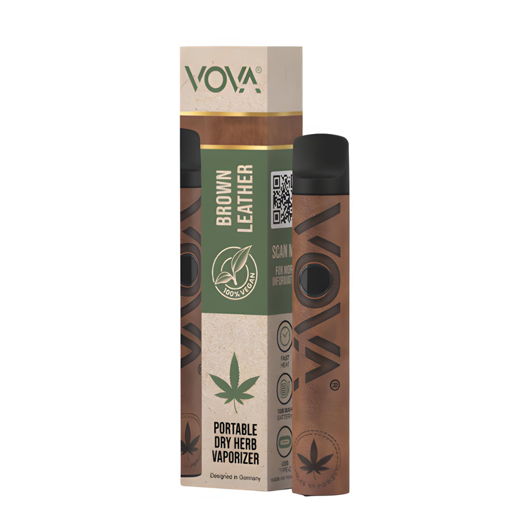 VOVA Portable Dry Herb Vaporizer Brown Leather 