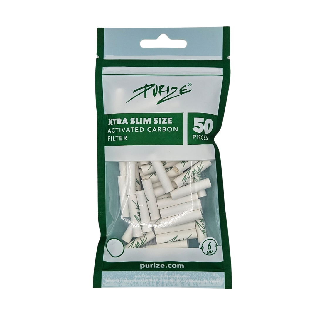 PURIZE® White XTRA Slim Size 5,9 mm Aktivkohlefilter – 50er Pack