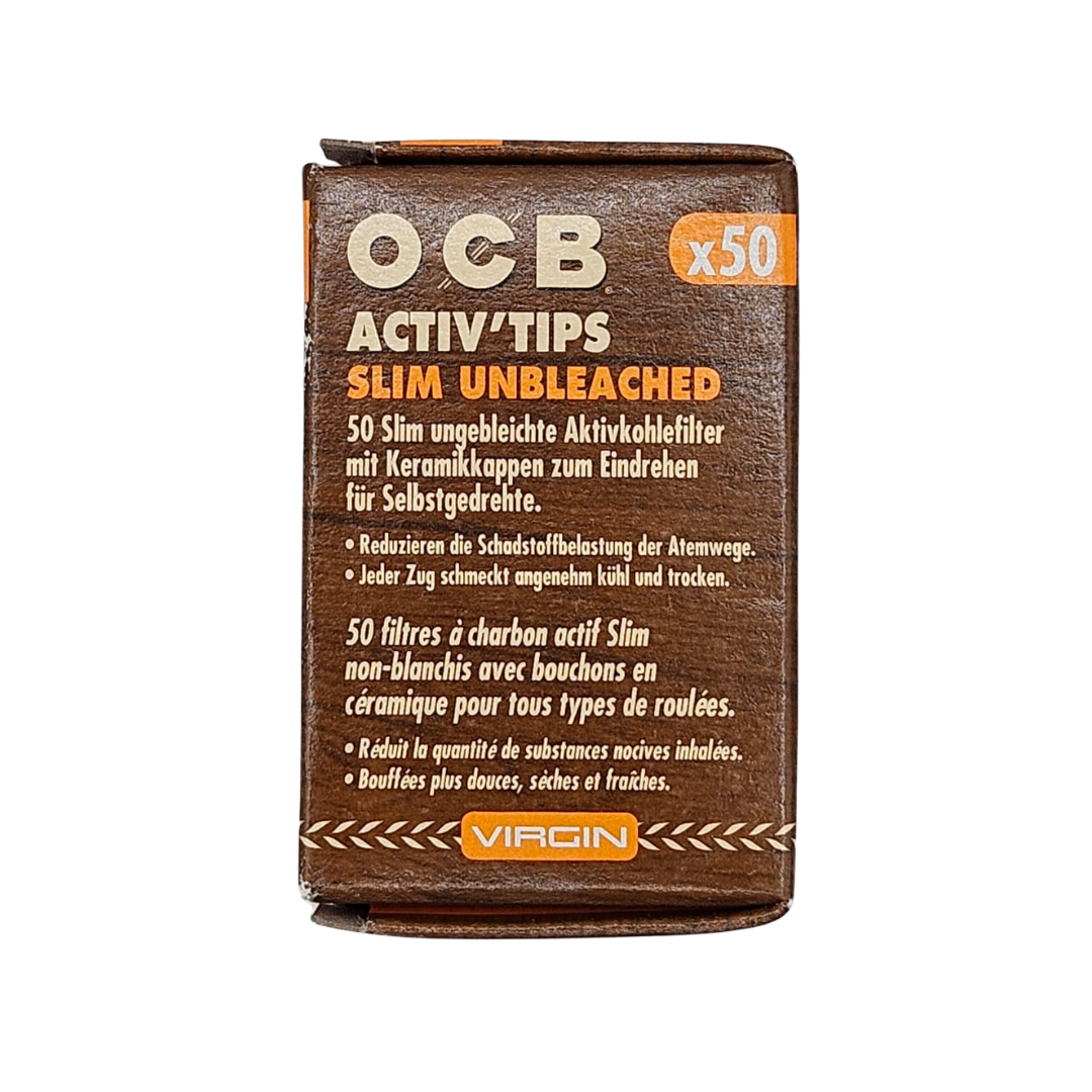OCB Activ Slim Virgin Aktivkohlefilter 7 mm – 50er Packung