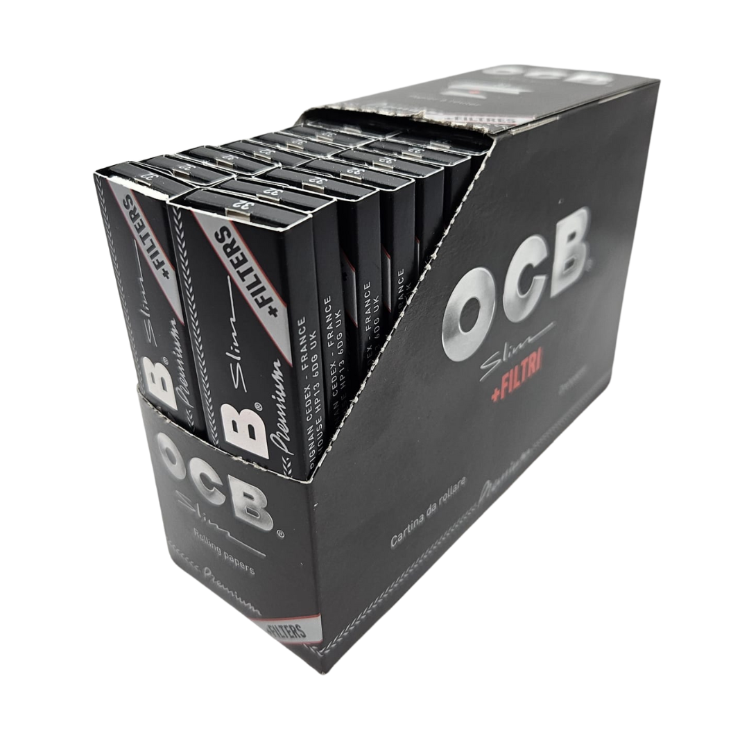 OCB Black Premium Slim + Filter Tips – Display with 32 packs 
