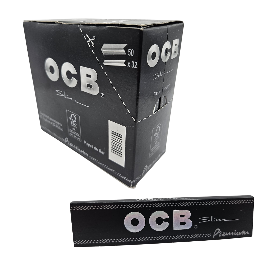 OCB Black Slim Premium Longpapers – Display with 50 packs 
