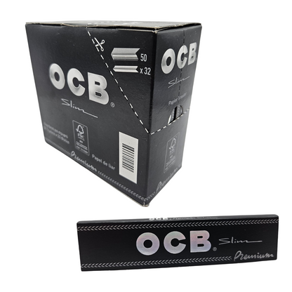 OCB Black Slim Premium Longpapers – Display with 50 packs 