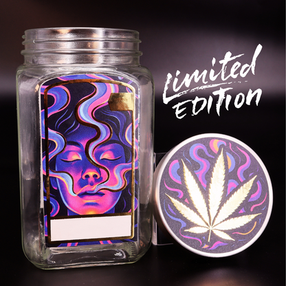 Premium-Aufbewahrungsglas mit edler 3D-Goldfolie "Purple Smoke"