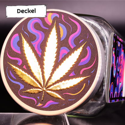 Premium-Aufbewahrungsglas mit edler 3D-Goldfolie "Purple Smoke"