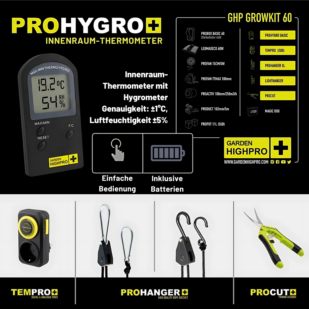 Growbox Komplettset 60x60x160cm mit 60 Watt LED