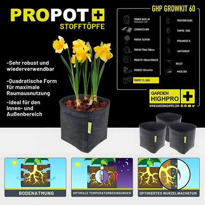 Growbox Komplettset 60x60x160cm mit 60 Watt LED
