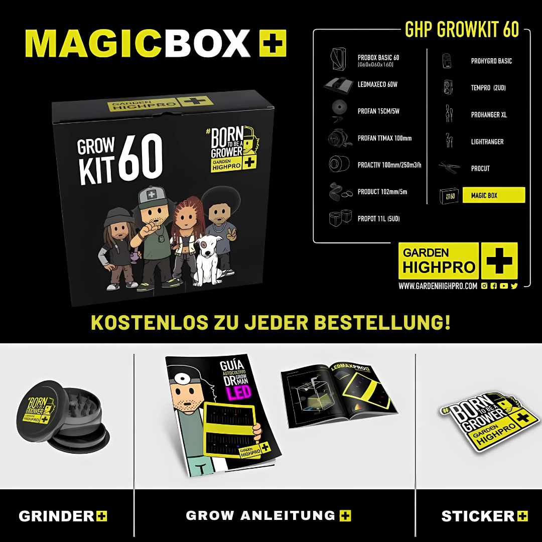 Growbox Komplettset 60x60x160cm mit 60 Watt LED