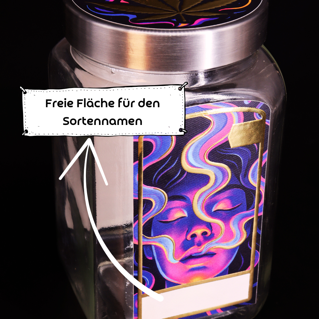 Premium-Aufbewahrungsglas mit edler 3D-Goldfolie "Purple Smoke"
