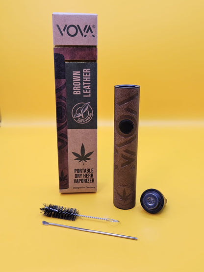 VOVA Portable Dry Herb Vaporizer Brown Leather 
